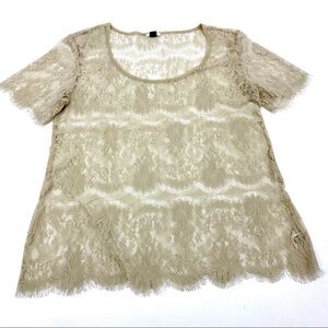 Fossil ivory lace fringe hem blouse size XS